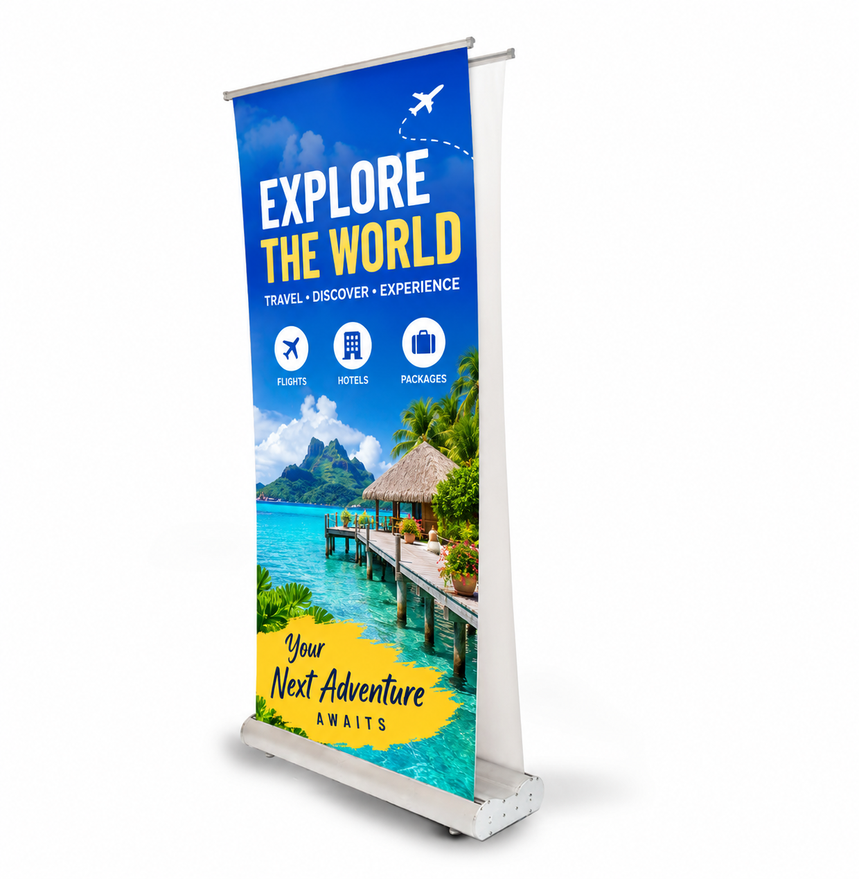 Deluxe Wide Base Double Screen Roll Up Banner Stands