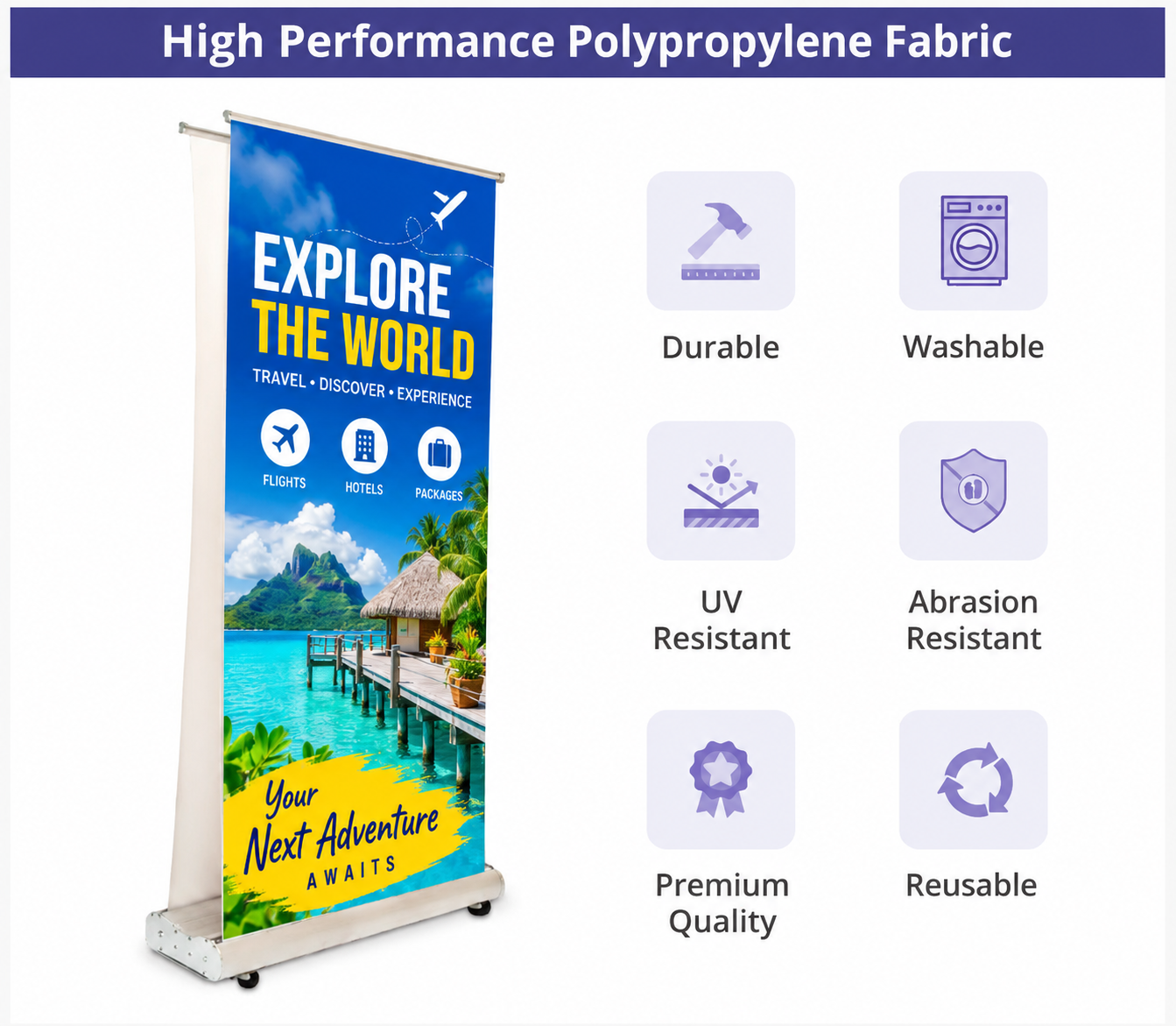 Deluxe Wide Base Double Screen Roll Up Banner Stands - Image 3