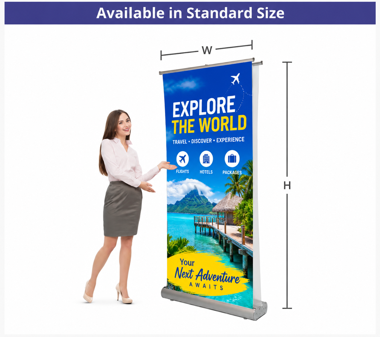 Deluxe Wide Base Double Screen Roll Up Banner Stands - Image 6