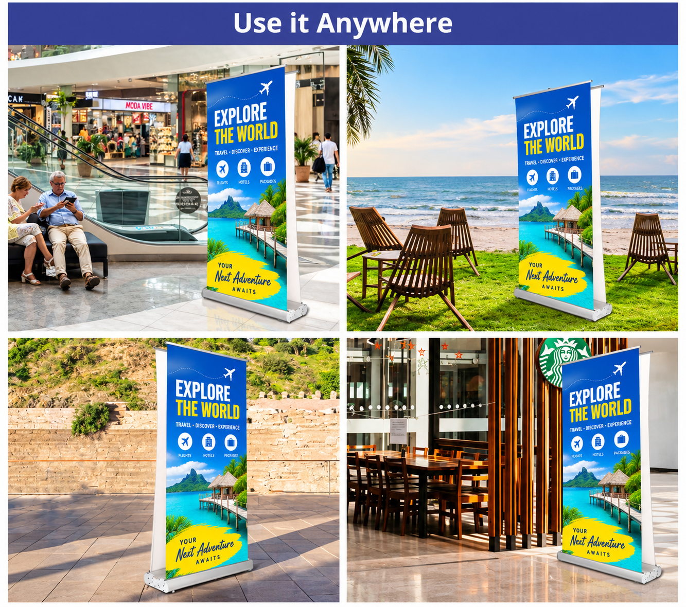 Deluxe Wide Base Double Screen Roll Up Banner Stands - Image 7